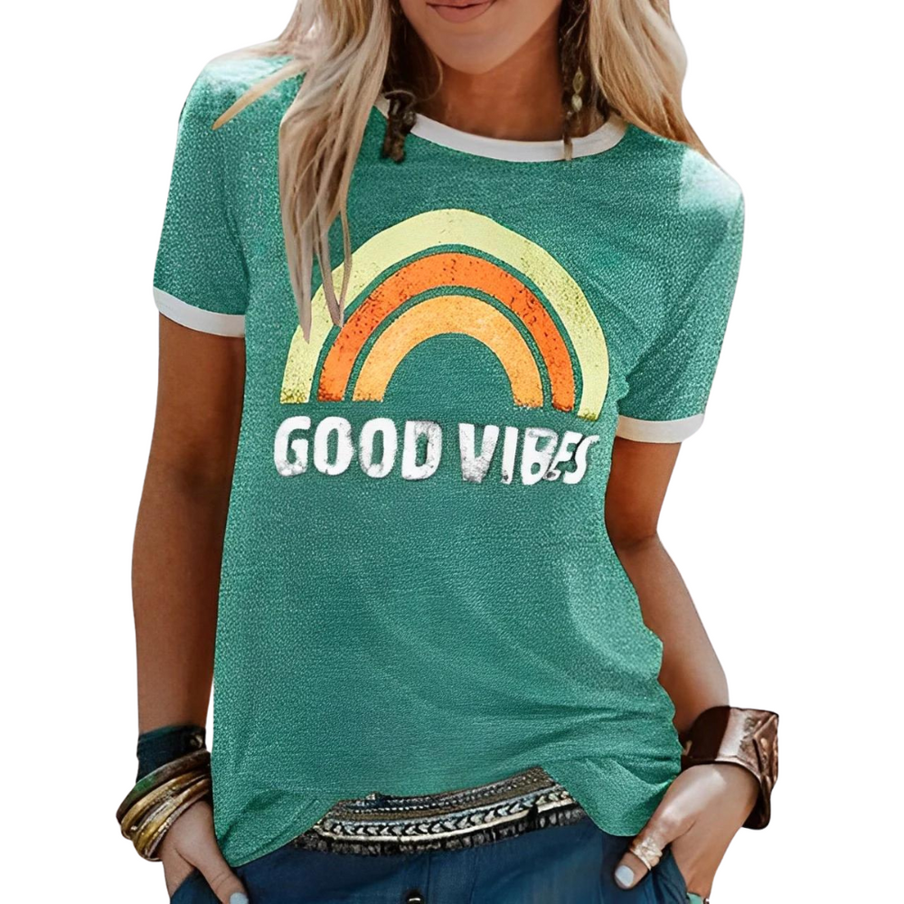 Valentina™ - "Good Vibes" Modisches Statement-T-Shirt