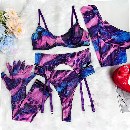 Serena | 5-teiliges Tie Dye Dessous Set