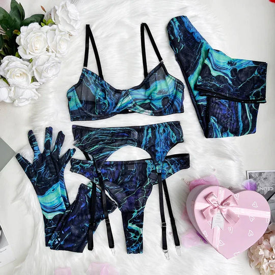 Serena | 5-teiliges Tie Dye Dessous Set