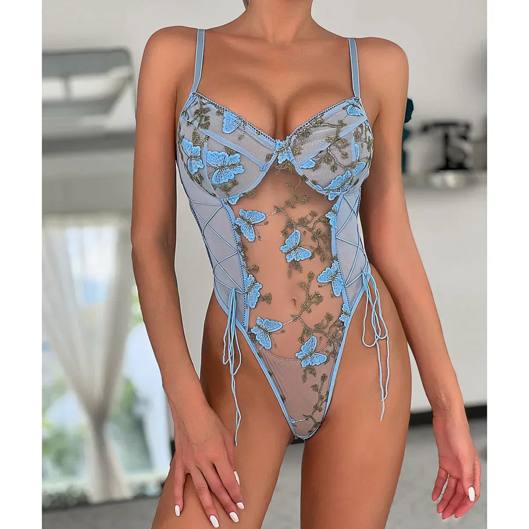 Selene | Bestickter Schmetterling Bodysuit